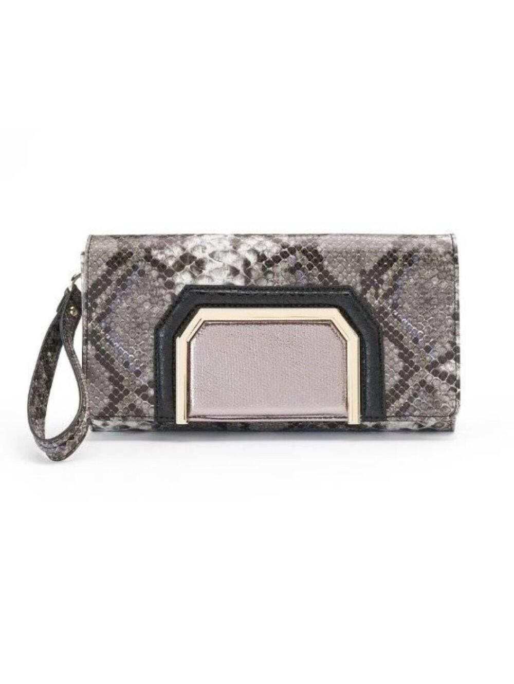 Snakeskin Clutch JLO Jennifer Lopez Fx Leather Purse Handbag Magnetic Pockets